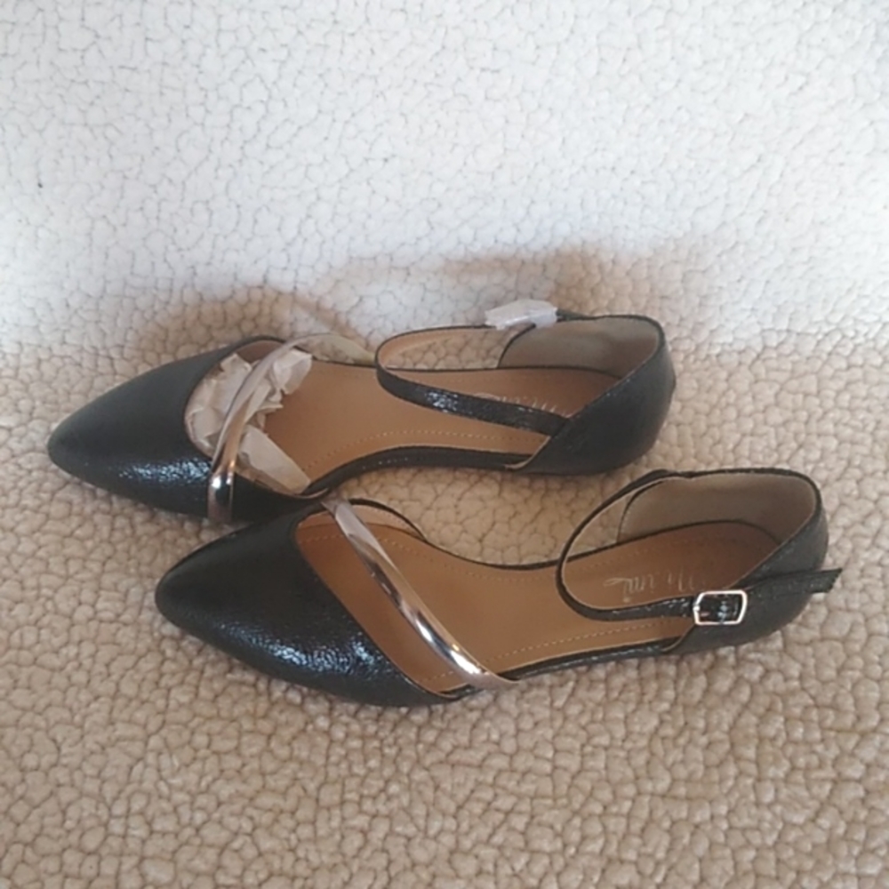 Black and silver Cassie flats, Mary Jane